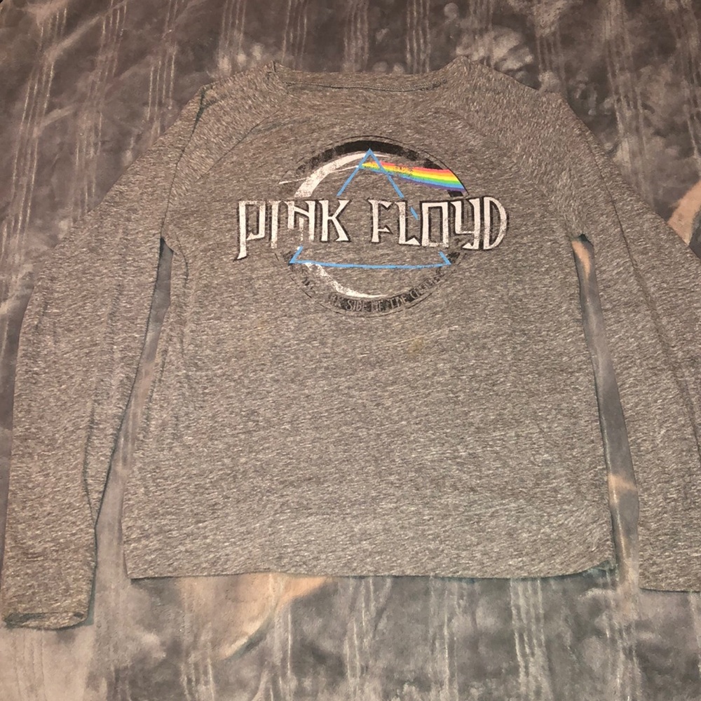 Small Heather Grey Pink Floyd Dark Side of the Moon Longsleeve tee